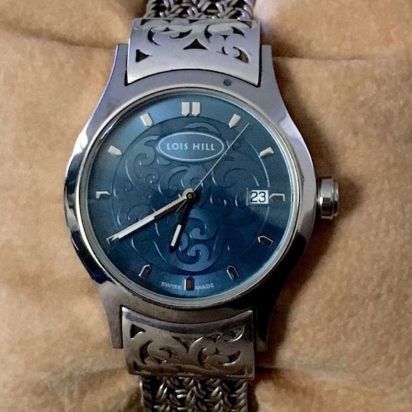 LOIS HILL Watch Sterling Silver Thai Weave Bracelet Blue Face Watch - Picture 9 of 13